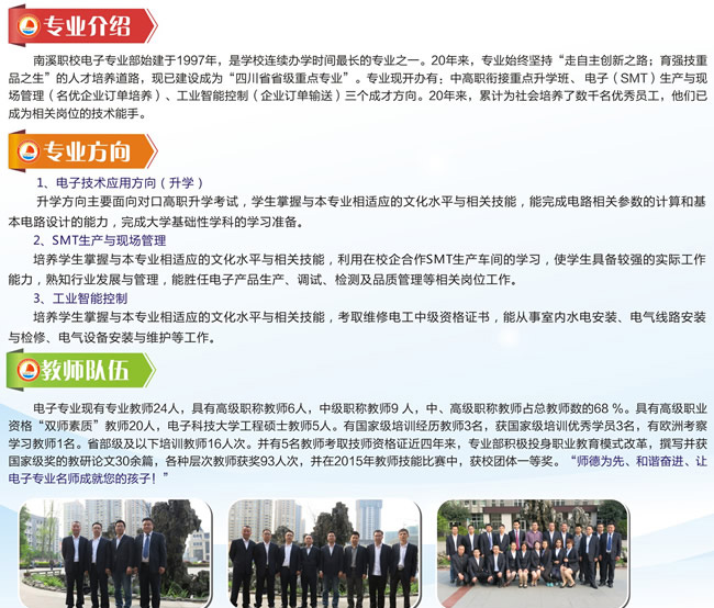 宜賓市南溪職業(yè)技術學校電子專業(yè)介紹、專業(yè)方向、師資介紹