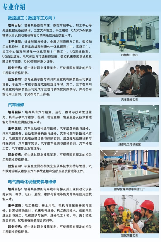 瀘州技師學(xué)院專業(yè)介紹