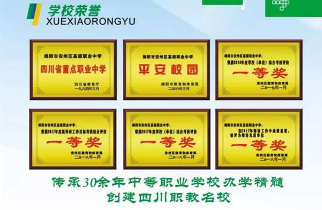 綿陽市安州區(qū)高級職業(yè)中學（安縣職業(yè)中專學校）榮譽