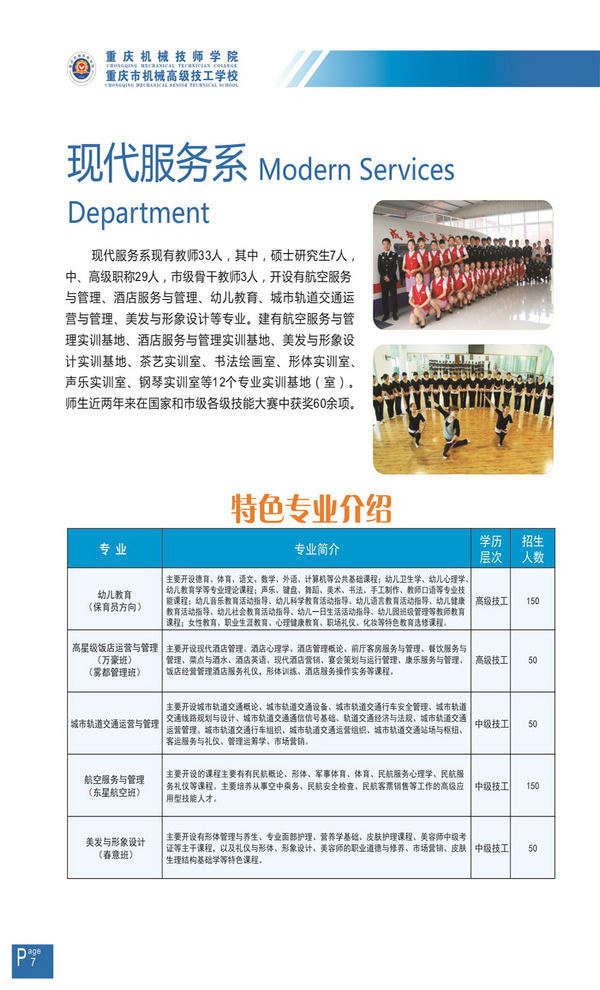 重慶機械高級技工學?，F(xiàn)代服務系